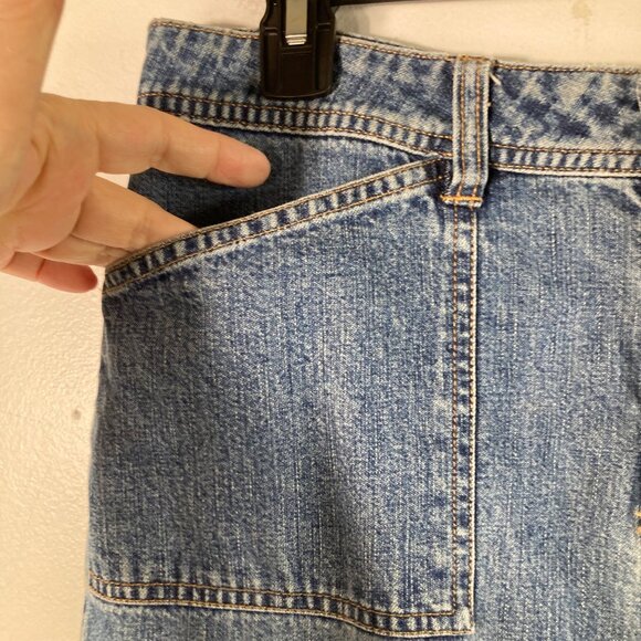 Womens Old‎ Navy Demin Midi Skirt Blue Cotton 4/29" Pockets Flaw - Picture 4 of 8